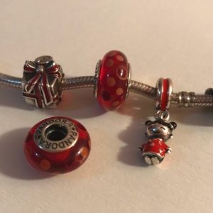 Red Murano Glass Pandora Charm Bead